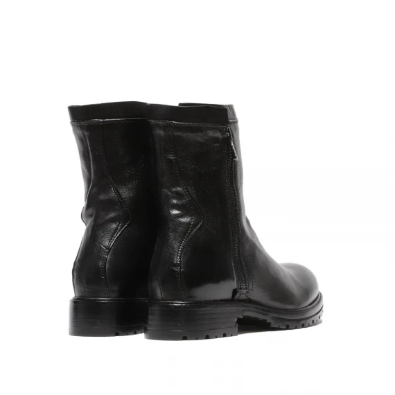Stivaletto in pelle nera e doppia zip