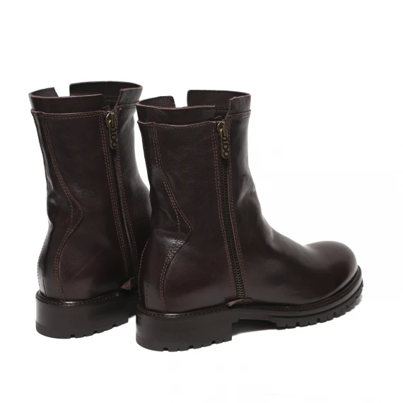 Stivaletto in pelle ebano con doppia zip laterale