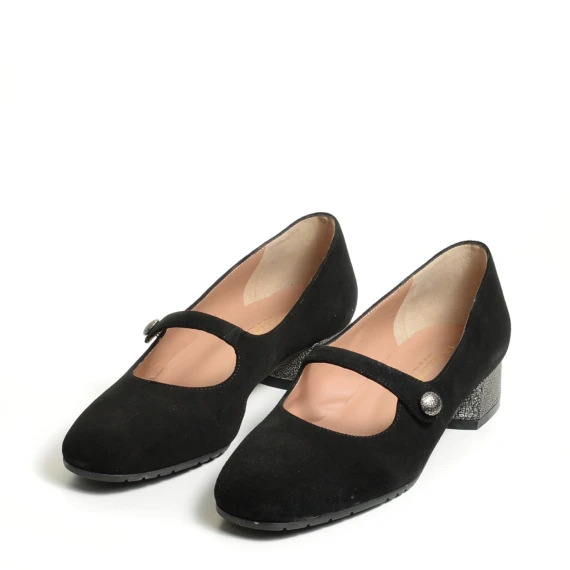 Scarpa con laccetto a bebè in suede nero