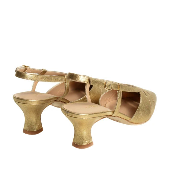 Slingback in pelle craclè oro con foratura