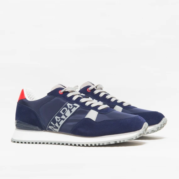 Sneakers blu con logo grigio