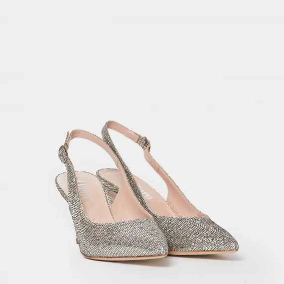 Slingback in tessuto laminato