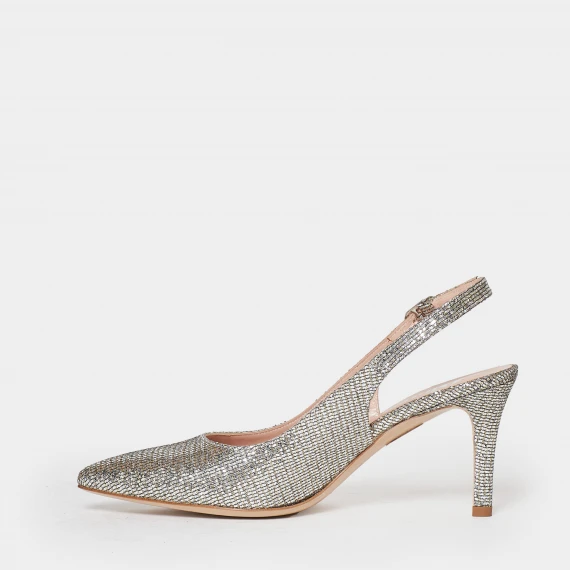 Slingback in tessuto laminato