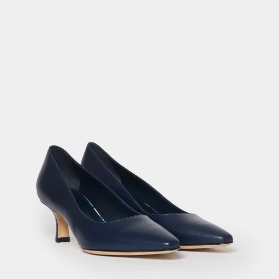 Décolleté in morbida nappa blu