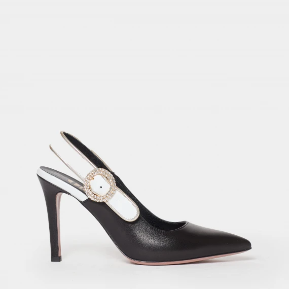 Slingback in nappa nera