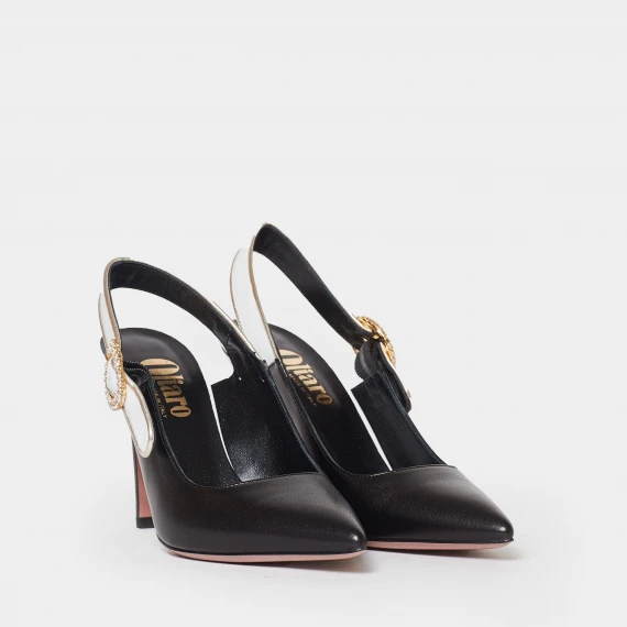 Slingback in nappa nera