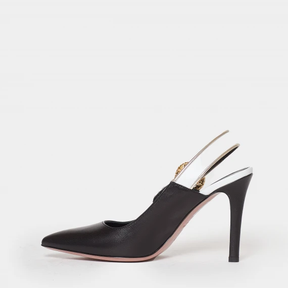 Slingback in nappa nera