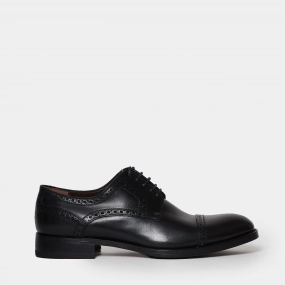 Scarpa legata derby in morbida pelle nera