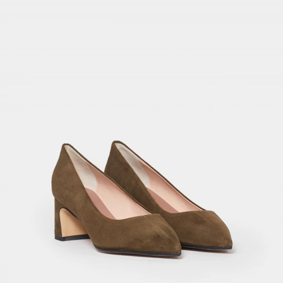Décolleté in morbido suede verdone