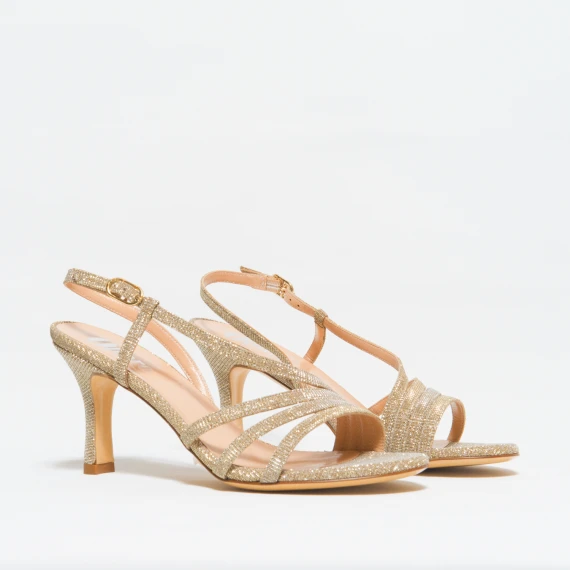 Sandalo glamour platino tacco 7