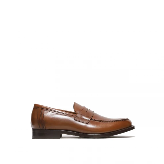 Mocassino con mascherina in pelle di vitello marrone
