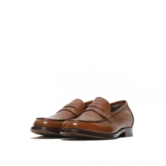 Mocassino con mascherina in pelle di vitello marrone