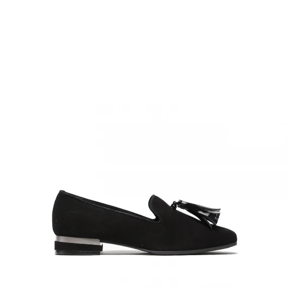Pantofolina in morbido suede nero con nappine