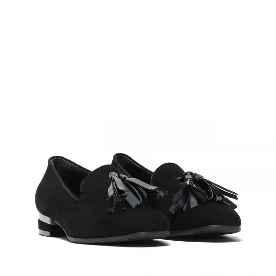 Pantofolina in morbido suede nero con nappine