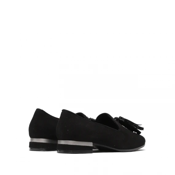 Pantofolina in morbido suede nero con nappine