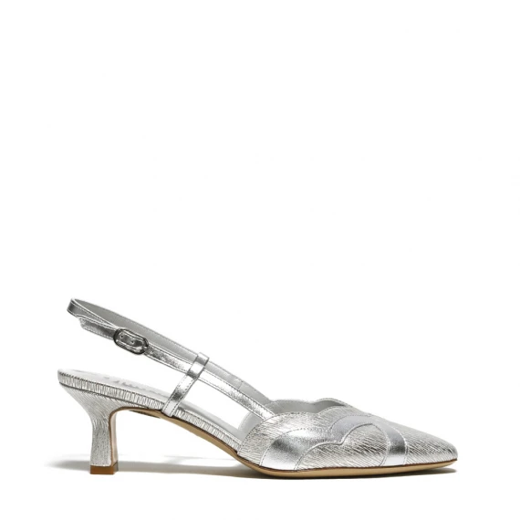 Slingback in pelle argento e venere argento