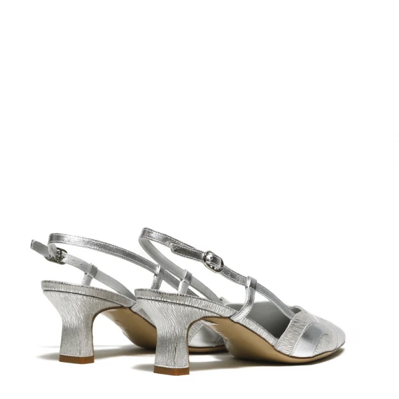 Slingback in pelle argento e venere argento