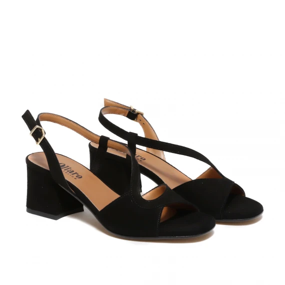Sandalo con cinturino in suede nero
