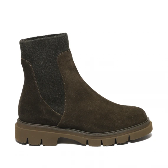 Stivaletto in suede verde militare con elastici laterali