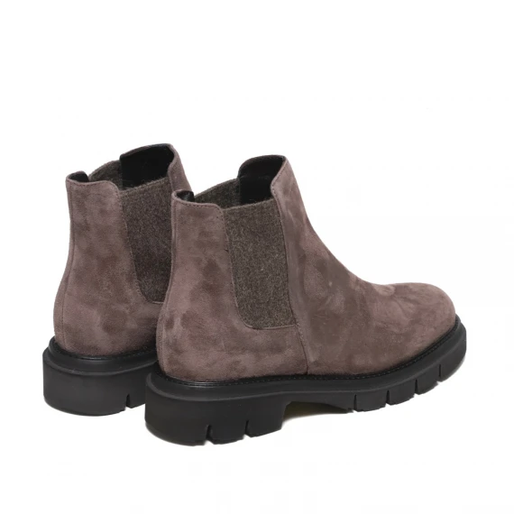 Stivaletto con elastici di lana in morbido suede color torba