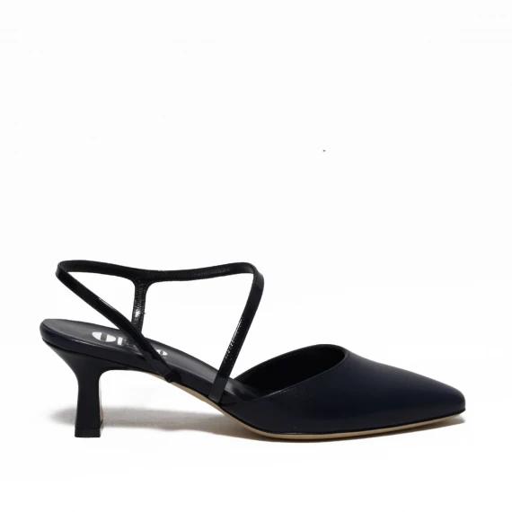 Slingback in pelle blu