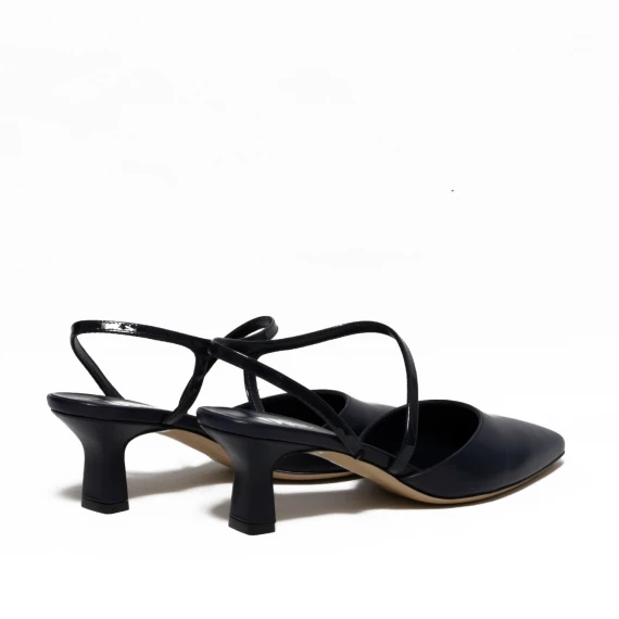 Slingback in pelle blu