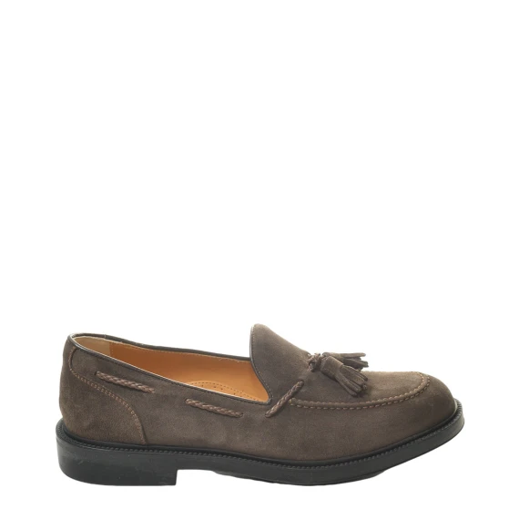 Mocassino in suede pepe con nappine