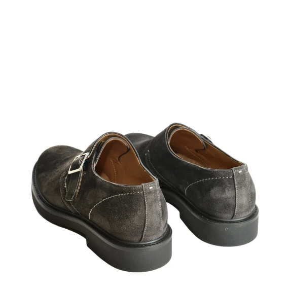 Scarpa con fibbia in suede lavagna