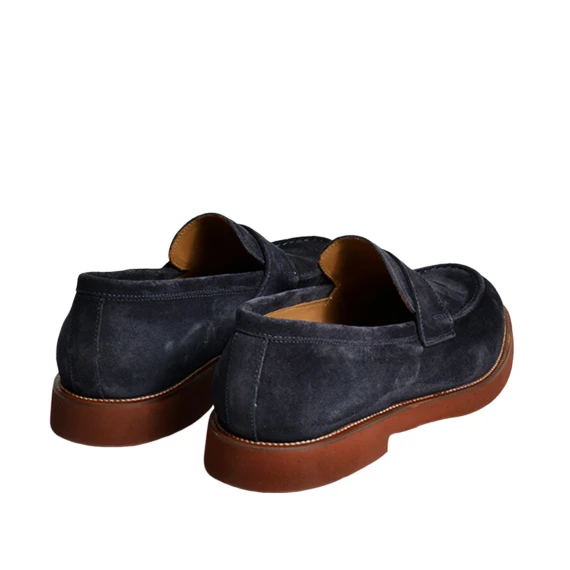 Mocassino in pelle di vitello rovesciato blu