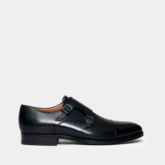 Scarpa doppia fibia in vitello blu