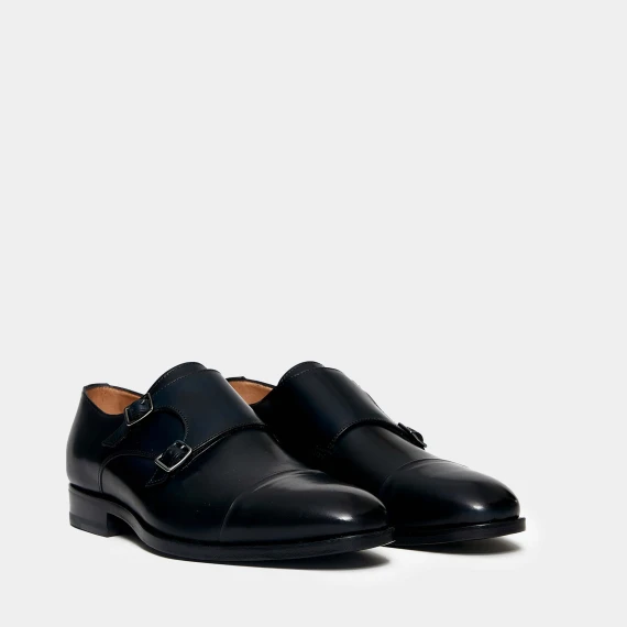 Scarpa doppia fibia in vitello blu