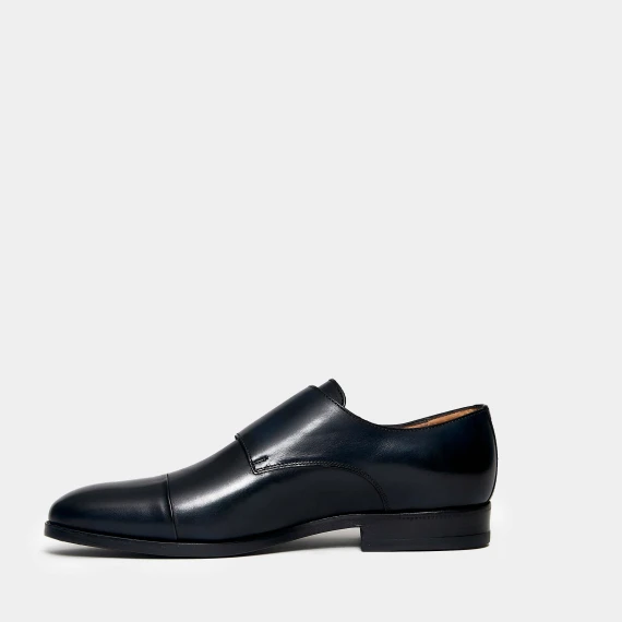 Scarpa doppia fibia in vitello blu