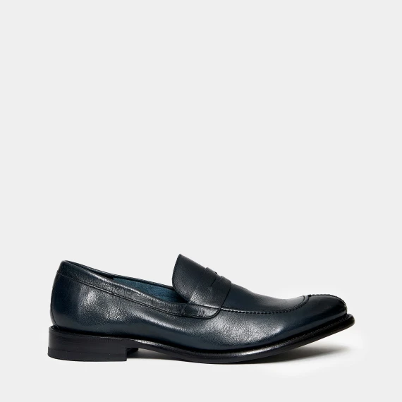 Mocassino in pelle blu