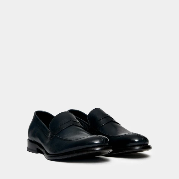 Mocassino in pelle blu