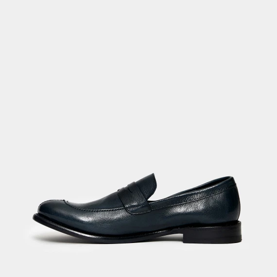 Mocassino in pelle blu