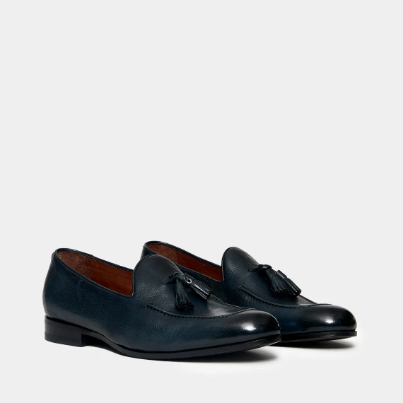 Mocassino in pelle blu