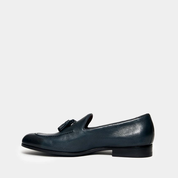 Mocassino in pelle blu