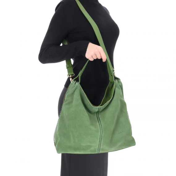 Borsa in pelle scamosciata verde