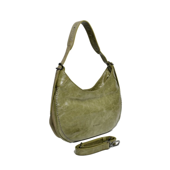 Borsa a mezzaluna in naplack verde oliva