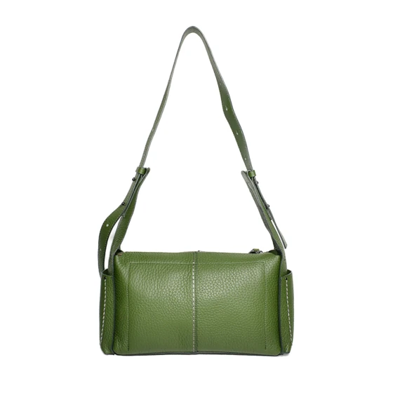 Borsa in pelle martellata unita verde smeraldo