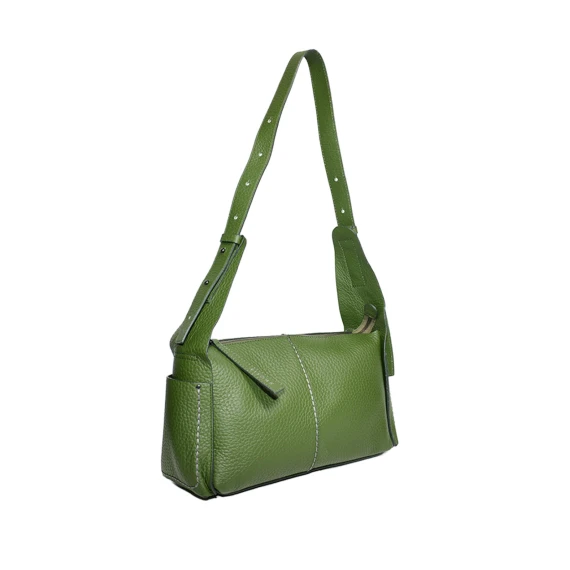 Borsa in pelle martellata unita verde smeraldo