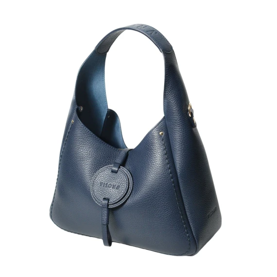 Borsa a spalla in pelle blu