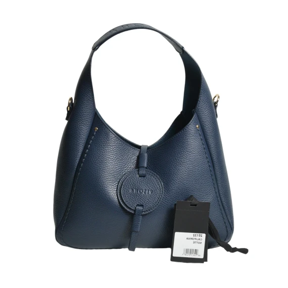 Borsa a spalla in pelle blu