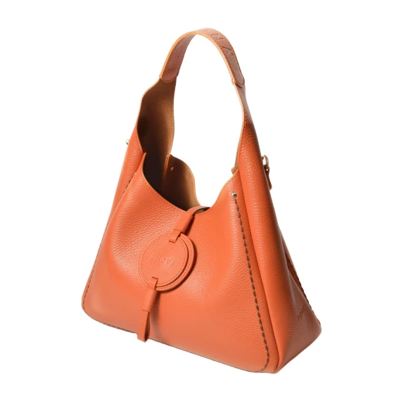 Borsa a spalla in pelle gialla