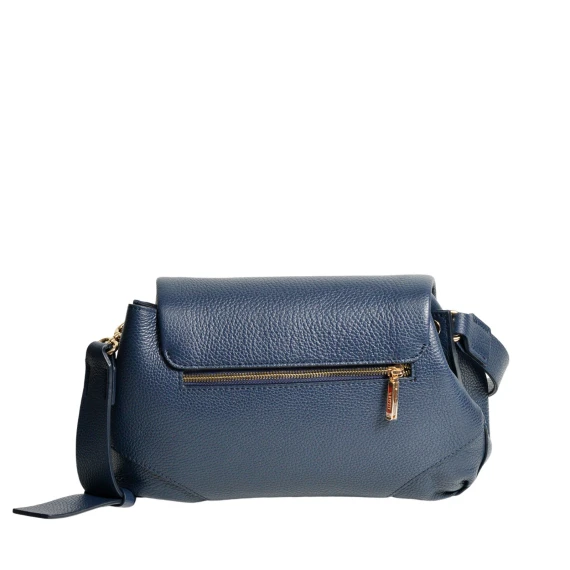 Borsa in pelle martellata a grana grossa blu