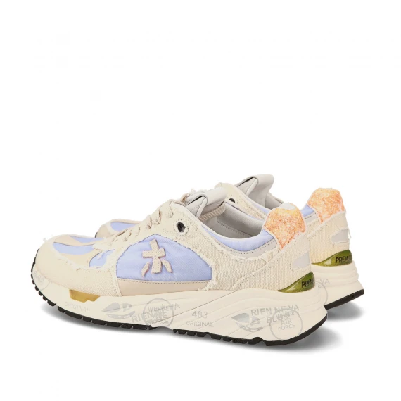 Sneakers Mase in canvas panna con riporti in nylon glicine e pelle beige