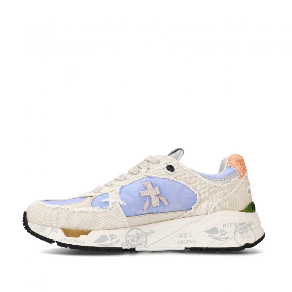 Sneakers Mase in canvas panna con riporti in nylon glicine e pelle beige