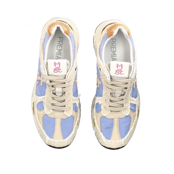 Sneakers Mase in canvas panna con riporti in nylon glicine e pelle beige
