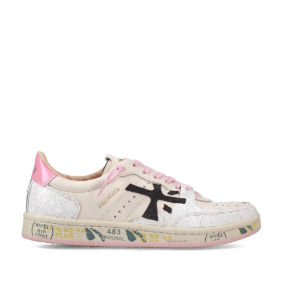 Sneakers Basket Clay in pelle burro con particolari rosa