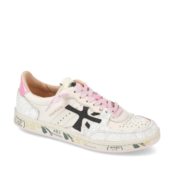 Sneakers Basket Clay in pelle burro con particolari rosa